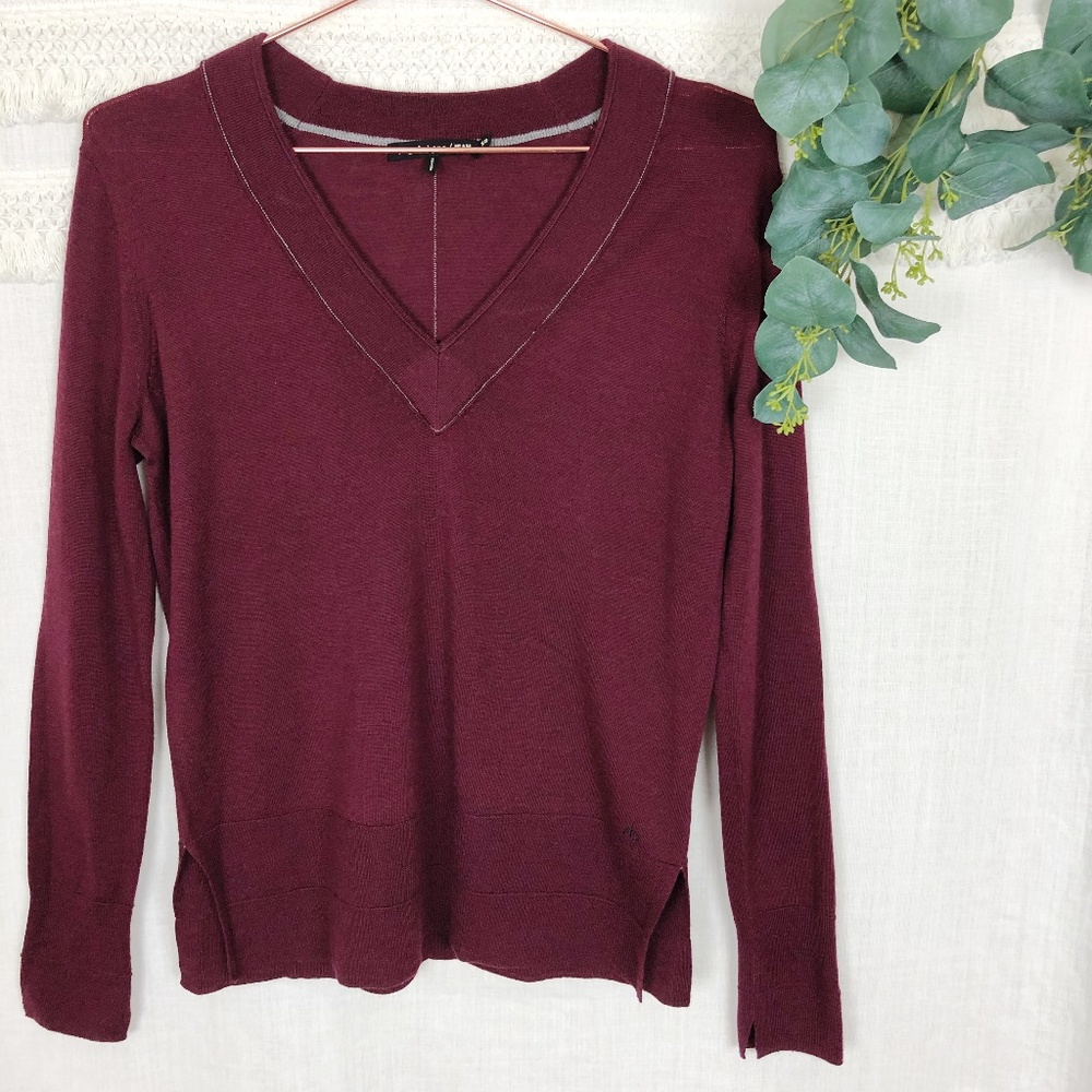 rag & bone | Burgandy Leanna V-Neck Sweater | XS